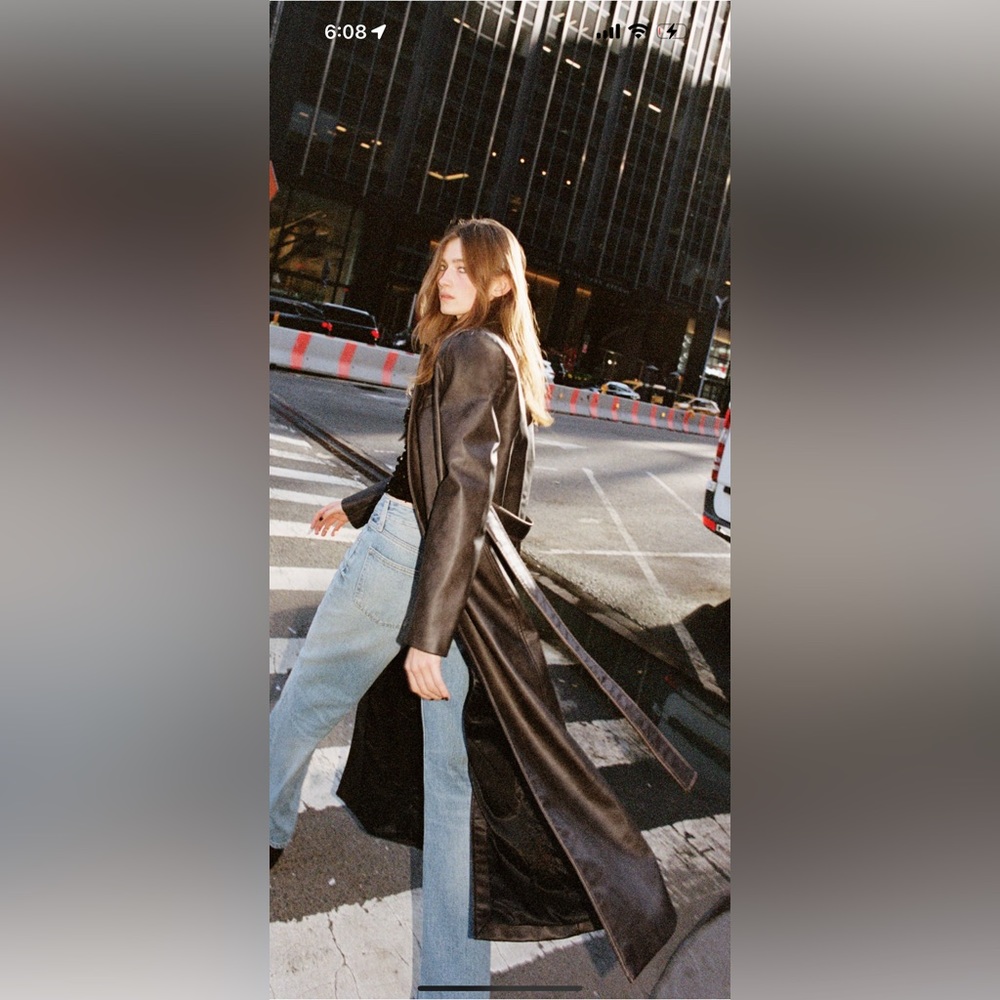 Zara sold out distressed faux leather coat